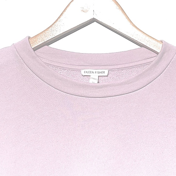 EILEEN FISHER Women’s Organic Cotton Light Pink Raw Seam Pull Over Sweatshirt Lg - Picture 5 of 5